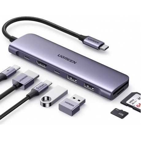 Хаб-адаптер UGREEN CM195-15214 Space Gray (15214)
Хаб-адаптер UGREEN CM195-15214 Space Gray (15214)