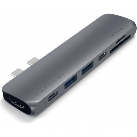 USB-хаб Satechi Aluminum Pro Hub для Macbook Pro (USB-C). Порты: HDMI, Thunderbolt 3, USB Type-C, SD, microSD, 2 x USB 3.0. Цвет серый космос.
USB-хаб Satechi Aluminum Pro Hub для Macbook Pro (USB-C). Порты: HDMI, Thunderbolt 3, USB Type-C, SD, microSD, 2 x USB 3.0. Цвет серый космос.