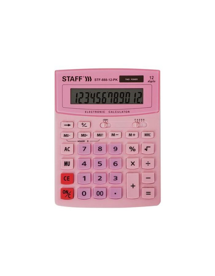 Калькулятор настольный STAFF STF-888-12-PK (200х150мм) 12 разрядов, двойное питание, РОЗОВЫЙ, 250452
Калькулятор настольный STAFF STF-888-12-PK (200х150мм) 12 разрядов, двойное питание, РОЗОВЫЙ, 250452