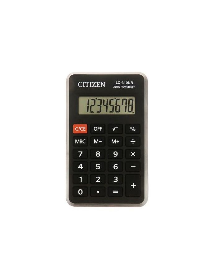 Калькулятор карманный CITIZEN LC310NR (114х69мм), 8 разрядов, питание от батарейки
Калькулятор карманный CITIZEN LC310NR (114х69мм), 8 разрядов, питание от батарейки