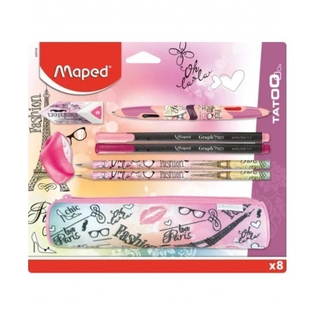 Набор Maped из 8 предметов "Tatoo" пенал,ластик,точилка,ручка 4 цв., 2 черногр. каранд арт.899708
Набор Maped из 8 предметов "Tatoo" пенал,ластик,точилка,ручка 4 цв., 2 черногр. каранд арт.899708