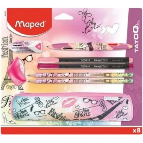 Набор Maped из 8 предметов "Tatoo" пенал,ластик,точилка,ручка 4 цв., 2 черногр. каранд арт.899708
Набор Maped из 8 предметов "Tatoo" пенал,ластик,точилка,ручка 4 цв., 2 черногр. каранд арт.899708