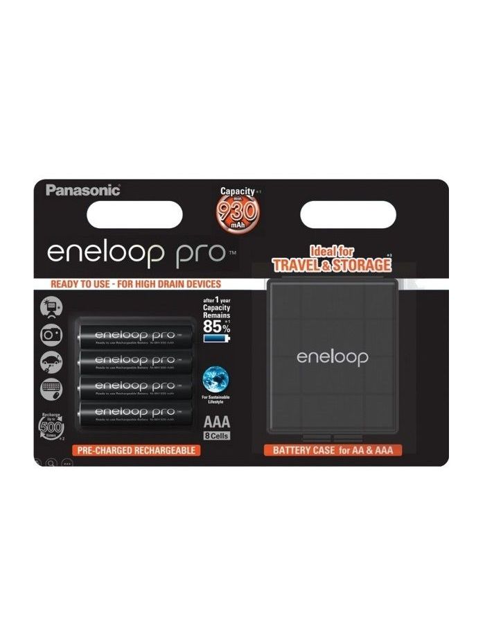 Аккумулятор Panasonic Eneloop Pro AAA 930 mAh R2U (уп 4 шт) + футляр
Аккумулятор Panasonic Eneloop Pro AAA 930 mAh R2U (уп 4 шт) + футляр