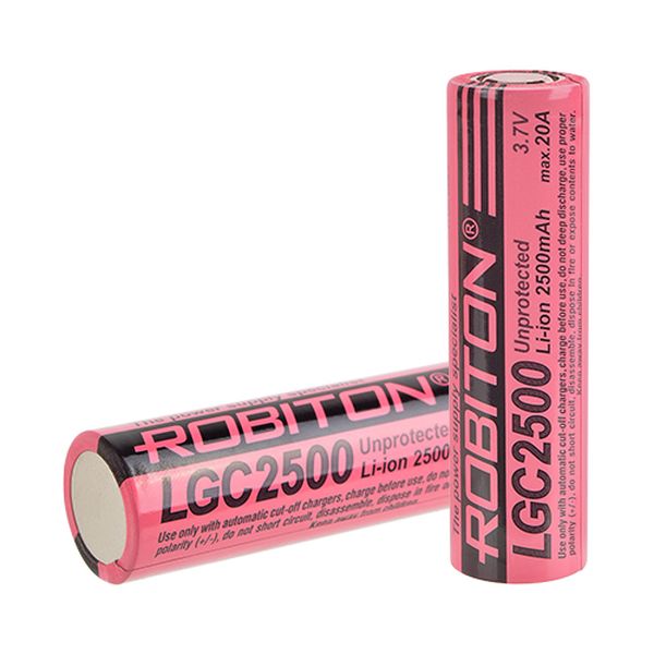 Аккумулятор Robiton 18650 2500 mAh 20A (Lg Li-ion)
Аккумулятор Robiton 18650 2500 mAh 20A (Lg Li-ion)