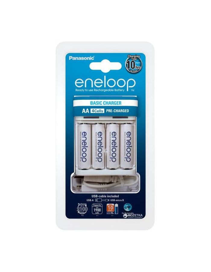 Зарядное устройство Panasonic USB Basic Charger + 4AA 1900 mAh
Зарядное устройство Panasonic USB Basic Charger + 4AA 1900 mAh