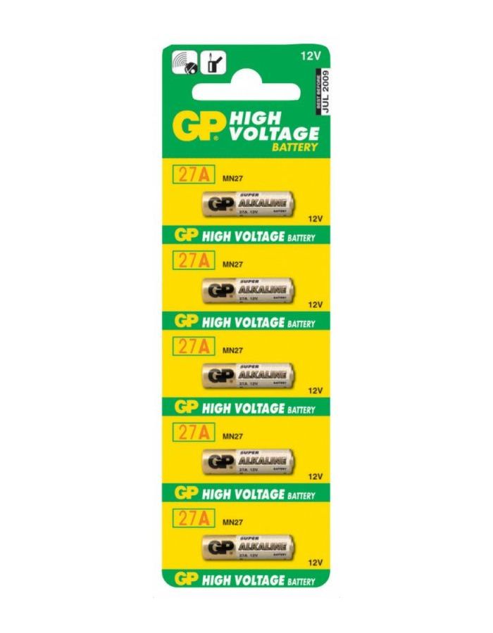 Батарейка GP Super Alkaline 27A MN27 (5шт.)
Батарейка GP Super Alkaline 27A MN27 (5шт.)