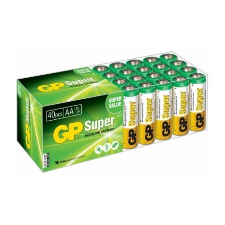 Батарейка GP Super Alkaline 15A LR6 AA (40шт.)
Батарейка GP Super Alkaline 15A LR6 AA (40шт.)