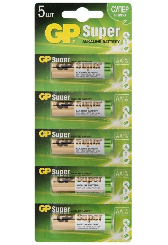 Батарейки GP 15A4-2CR5 Alkaline LR6 AA 5шт
Батарейки GP 15A4-2CR5 Alkaline LR6 AA 5шт