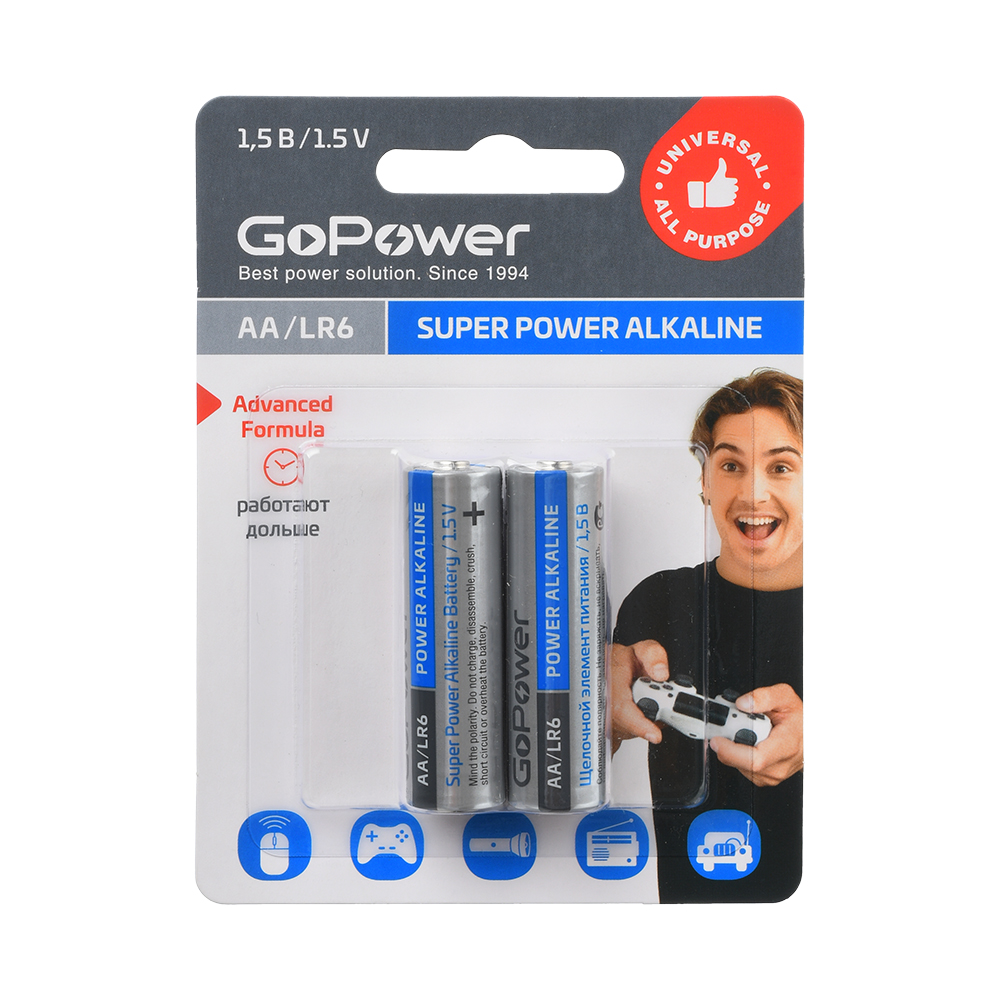 Батарейка GoPower LR6 AA BL2 Alkaline 1.5V (2/24/480) блистер (2 шт.)
Батарейка GoPower LR6 AA BL2 Alkaline 1.5V (2/24/480) блистер (2 шт.)