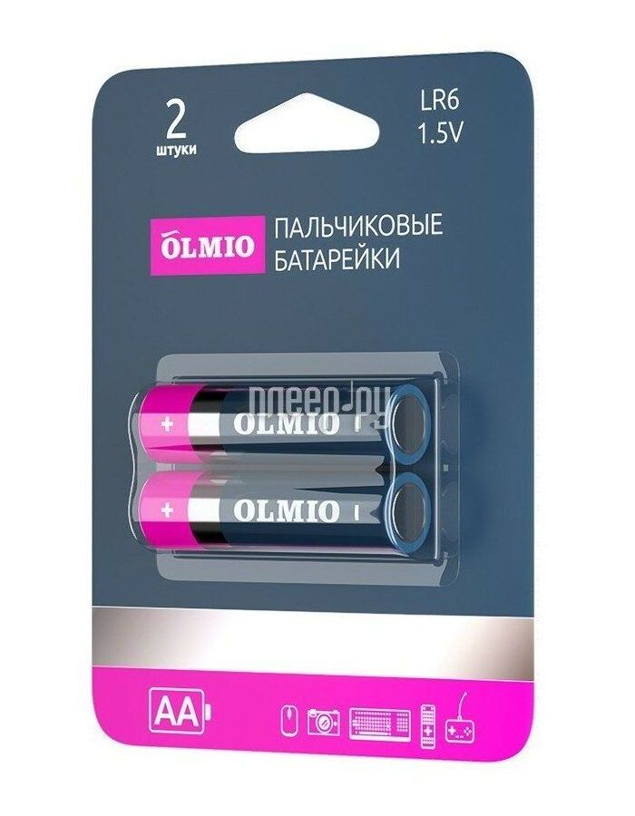 Батарейки Olmio AA/LR06 2шт.
Батарейки Olmio AA/LR06 2шт.