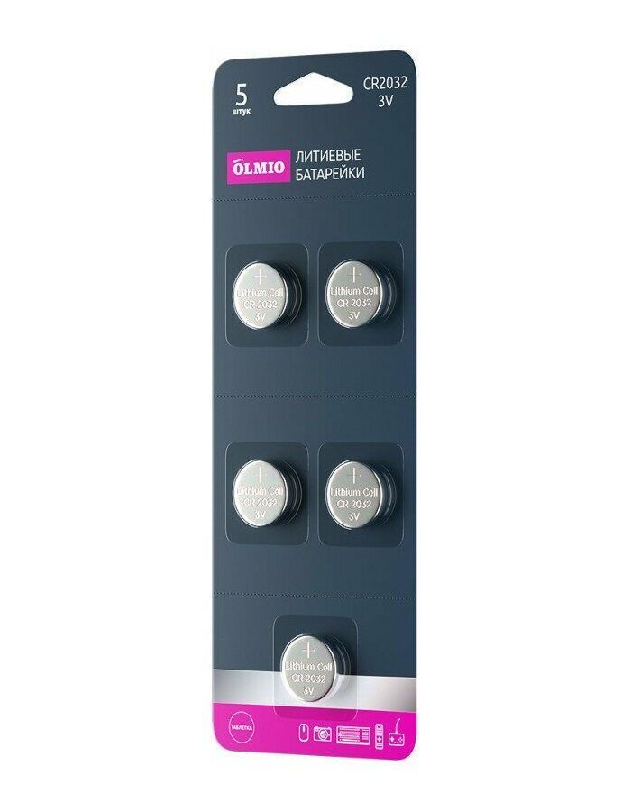 Батарейки литиевые Olmio CR2032 5шт.
Батарейки литиевые Olmio CR2032 5шт.
