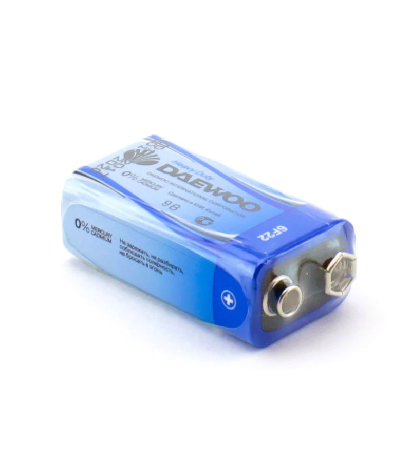 Батарейка солевая DAEWOO 6F22 «крона» 9В
Батарейка солевая DAEWOO 6F22 «крона» 9В