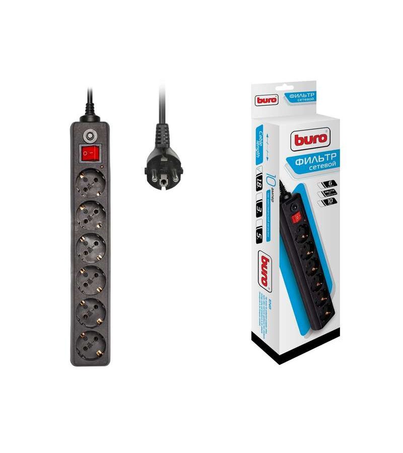 Удлинитель с сетевым фильтром 6х1.8м с заземл. 10А IP20 600SH-1.8-B CCA 3х0.75 черн. BURO 992264
Удлинитель с сетевым фильтром 6х1.8м с заземл. 10А IP20 600SH-1.8-B CCA 3х0.75 черн. BURO 992264