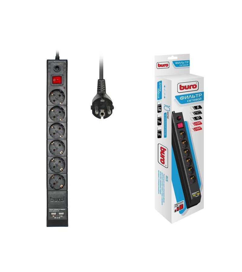 Удлинитель с сетевым фильтром 6х1.8м с заземл. 10А IP20 BU-SP1.8_USB_2A CCA 3х0.75 2USB черн. BURO 992310
Удлинитель с сетевым фильтром 6х1.8м с заземл. 10А IP20 BU-SP1.8_USB_2A CCA 3х0.75 2USB черн. BURO 992310