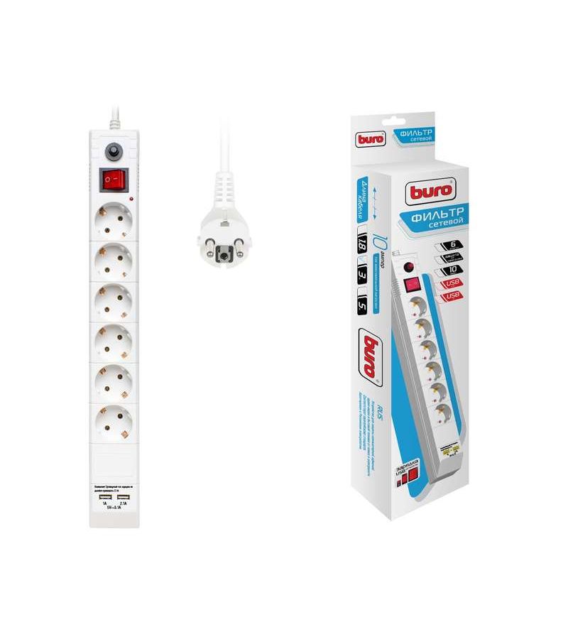 Удлинитель с сетевым фильтром 6х3м с заземл. 10А IP20 BU-SP3_USB_2A-W CCA 3х0.75 бел. BURO 992311
Удлинитель с сетевым фильтром 6х3м с заземл. 10А IP20 BU-SP3_USB_2A-W CCA 3х0.75 бел. BURO 992311