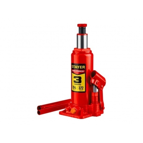 Домкрат бутылочный гидравлический STAYER RED FORCE, 3т, 194-372 мм (43160-3)
Домкрат бутылочный гидравлический STAYER RED FORCE, 3т, 194-372 мм (43160-3)
