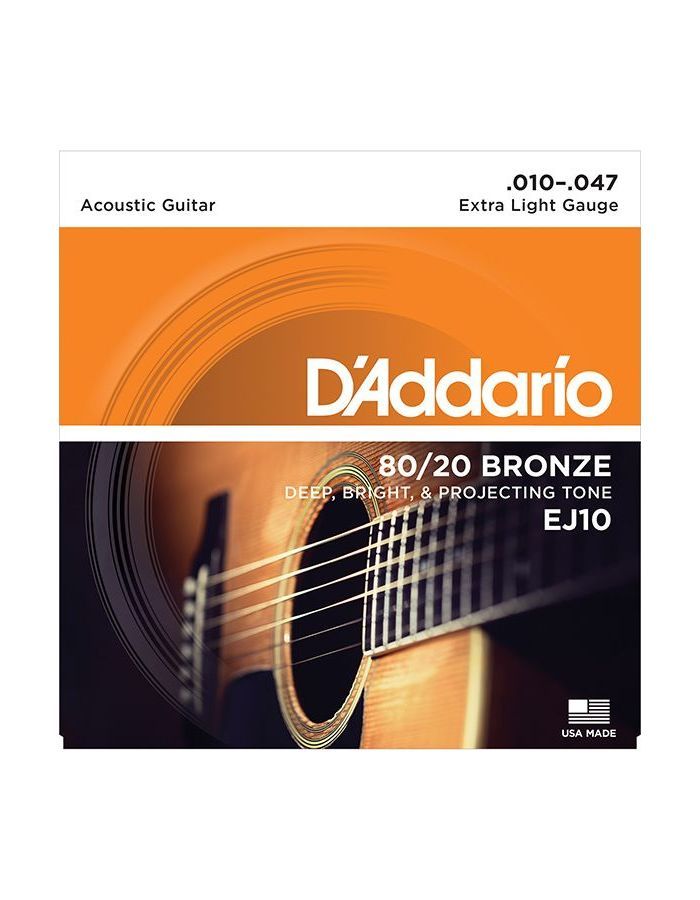 Струны D`Addario EJ10 BRONZE 80/20 10-47 бронза для акустической гитары
Струны D`Addario EJ10 BRONZE 80/20 10-47 бронза для акустической гитары