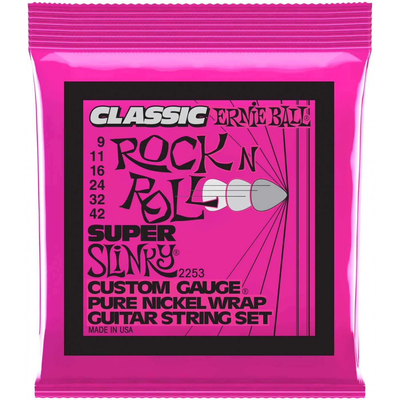 Струны для электрогитары ERNIE BALL 2253 Classic Rock n Roll Pure Nickel Slinky Super 9-42
Струны для электрогитары ERNIE BALL 2253 Classic Rock n Roll Pure Nickel Slinky Super 9-42