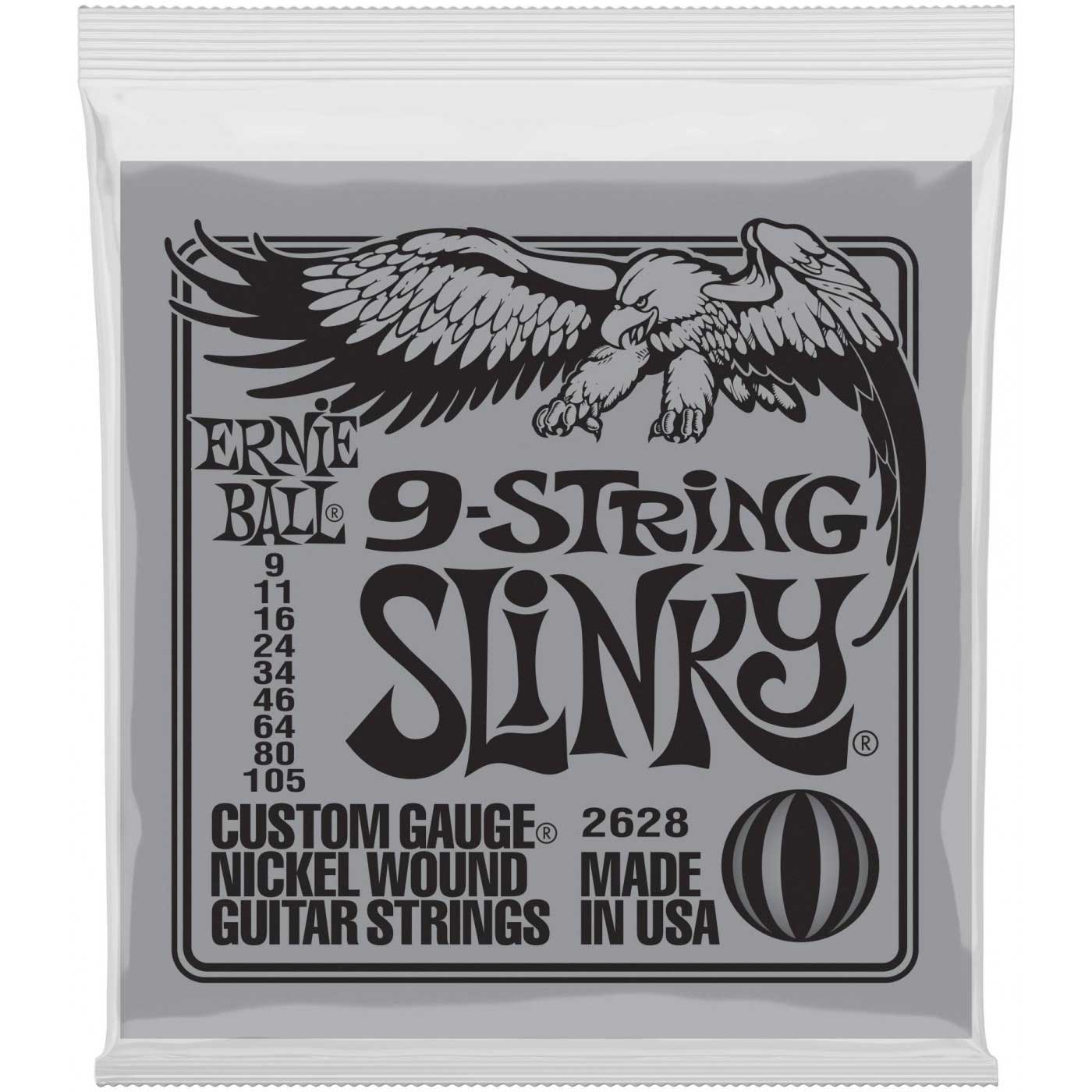 Струны для 9 струнной электрогитары ERNIE BALL 2628 Nickel Wound Slinky 9-105
Струны для 9 струнной электрогитары ERNIE BALL 2628 Nickel Wound Slinky 9-105