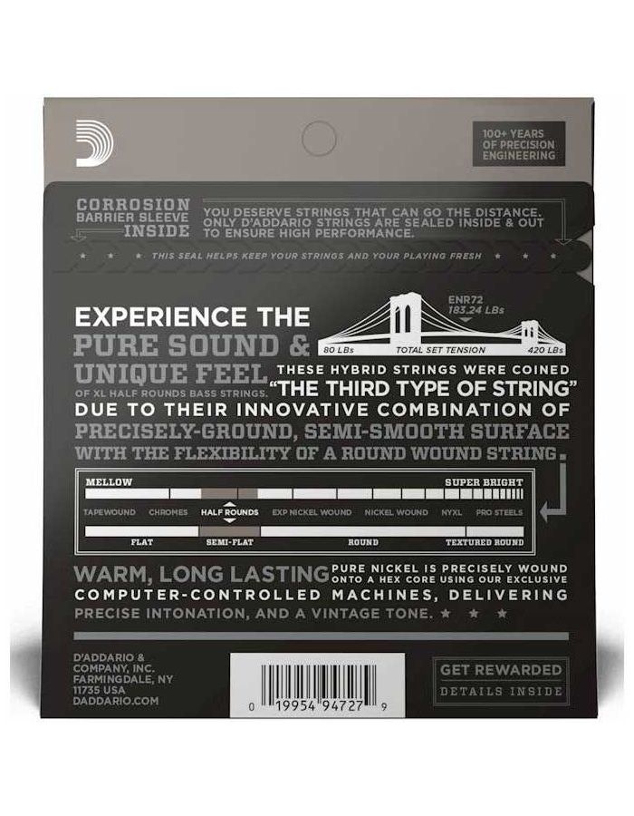 Струны для бас-гитары D'ADDARIO ENR 72
Струны для бас-гитары D'ADDARIO ENR 72