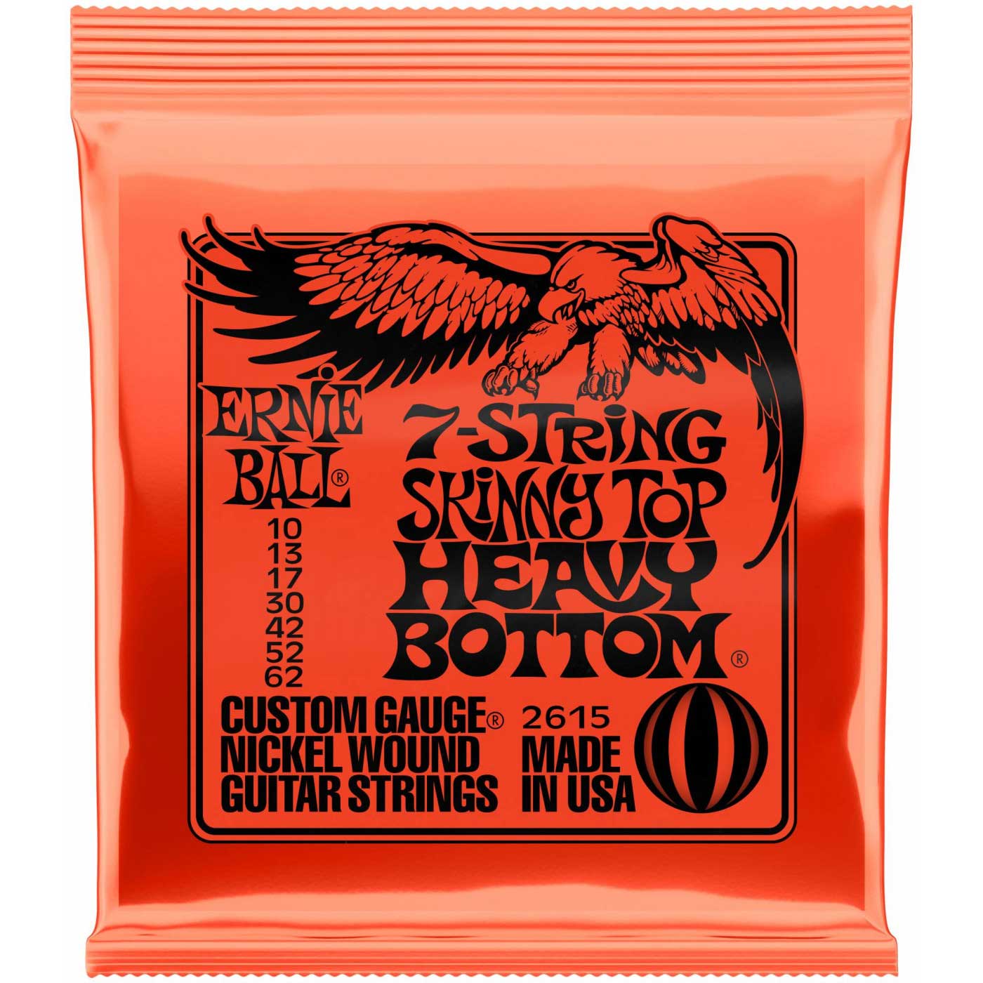 Струны для 7 струнной электрогитары ERNIE BALL 2615 Nickel Wound Slinky Skinny Top Heavy Bottom 10-62
Струны для 7 струнной электрогитары ERNIE BALL 2615 Nickel Wound Slinky Skinny Top Heavy Bottom 10-62