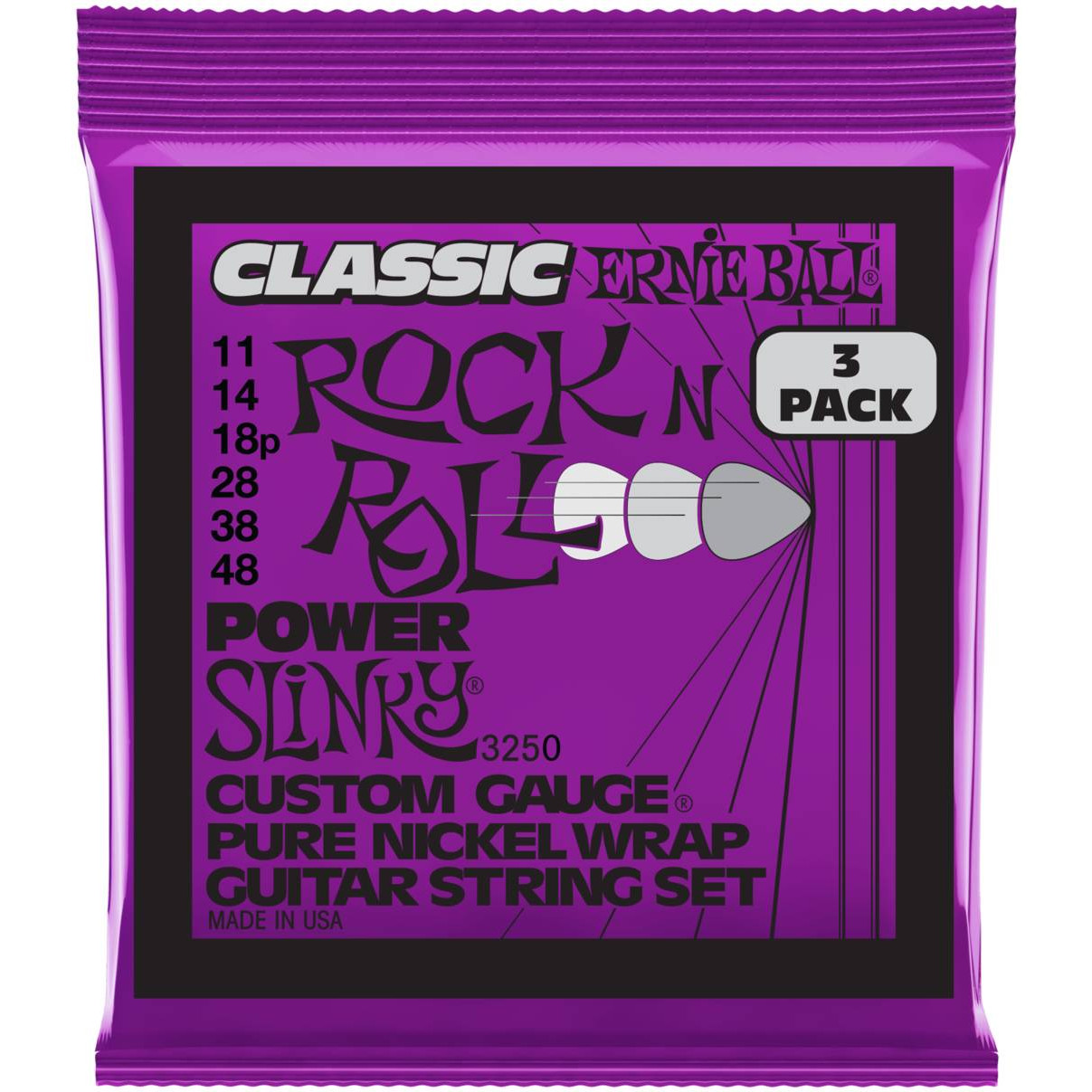 Струны ERNIE BALL 3250 Pure Classic RnR Slinky Power 3 Pack 11-48 для электрогитары
Струны ERNIE BALL 3250 Pure Classic RnR Slinky Power 3 Pack 11-48 для электрогитары