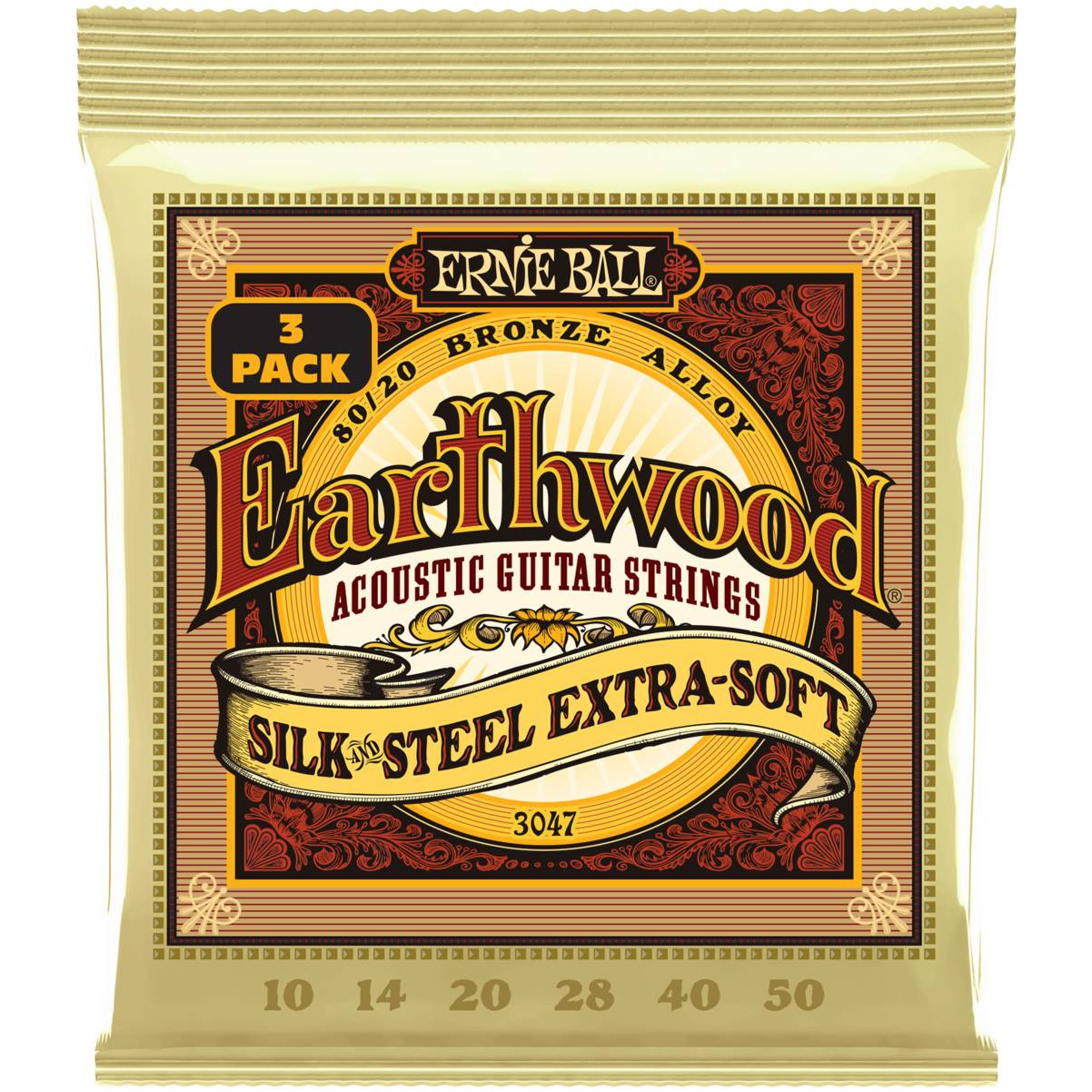 Струны ERNIE BALL 3047 Earthwood 80/20 Silk and Steel Extra Soft 3 Pack 10-50 для акустической гитары
Струны ERNIE BALL 3047 Earthwood 80/20 Silk and Steel Extra Soft 3 Pack 10-50 для акустической гитары