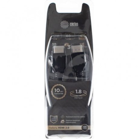 Кабель аудио-видео Cactus CS-HDMI.2-1.8 HDMI (m)/HDMI (m) 1.8м. Позолоченные контакты черный
Кабель аудио-видео Cactus CS-HDMI.2-1.8 HDMI (m)/HDMI (m) 1.8м. Позолоченные контакты черный