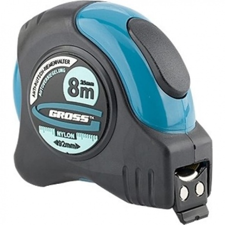 Рулетка "Schlagfest", 8 м x 25 мм, магн. обрез зацеп, двухст. шкала, нейлон покр. автоматич Gross
Рулетка "Schlagfest", 8 м x 25 мм, магн. обрез зацеп, двухст. шкала, нейлон покр. автоматич Gross