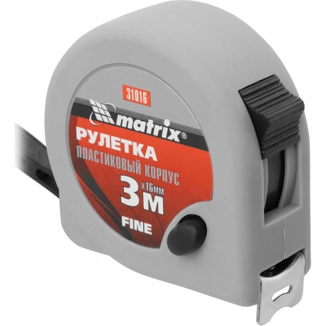 Рулетка Fine, 3 м х 16 мм, пластиковый корпус Matrix
Рулетка Fine, 3 м х 16 мм, пластиковый корпус Matrix