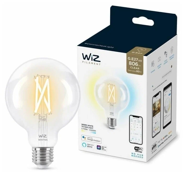 Лампа WiZ Wi-Fi BLE 60WG95E27927-65CL1PF/6
Лампа WiZ Wi-Fi BLE 60WG95E27927-65CL1PF/6