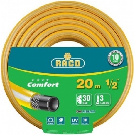 Шланг поливочный RACO COMFORT, 1/2, 20 м, 30 атм, трёхслойный, армированный (40303-1/2-20)
Шланг поливочный RACO COMFORT, 1/2, 20 м, 30 атм, трёхслойный, армированный (40303-1/2-20)