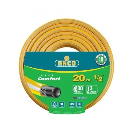 Шланг поливочный RACO COMFORT, 1/2, 20 м, 30 атм, трёхслойный, армированный (40303-1/2-20)
Шланг поливочный RACO COMFORT, 1/2, 20 м, 30 атм, трёхслойный, армированный (40303-1/2-20)