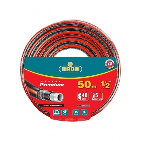 Шланг поливочный RACO PREMIUM, 1/2, 50 м, 40 атм, пятислойный, усиленный двумя слоями армирования (40300-1/2-50)
Шланг поливочный RACO PREMIUM, 1/2, 50 м, 40 атм, пятислойный, усиленный двумя слоями армирования (40300-1/2-50)