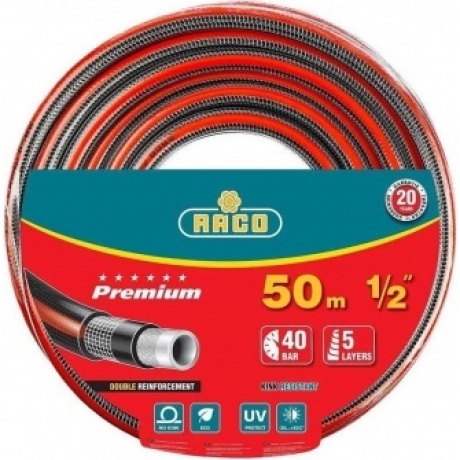 Шланг поливочный RACO PREMIUM, 1/2, 50 м, 40 атм, пятислойный, усиленный двумя слоями армирования (40300-1/2-50)
Шланг поливочный RACO PREMIUM, 1/2, 50 м, 40 атм, пятислойный, усиленный двумя слоями армирования (40300-1/2-50)