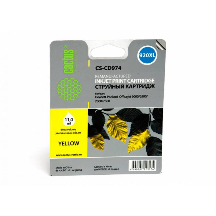 Картридж Cactus CS-CD974 для №920XL HP Officejet 6000/6500/7000/7500, желтый
Картридж Cactus CS-CD974 для №920XL HP Officejet 6000/6500/7000/7500, желтый