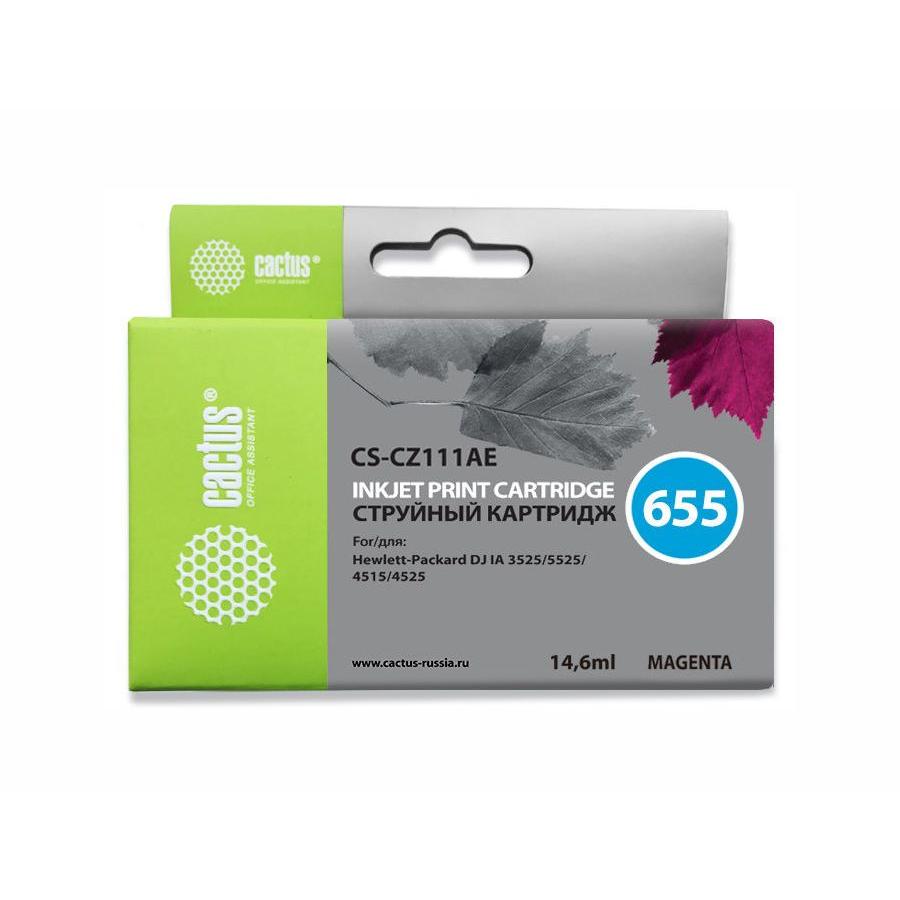 Картридж Cactus CS-CZ111AE №655 для HP DJ IA 3525/5525/4615/6525 пурпурный
Картридж Cactus CS-CZ111AE №655 для HP DJ IA 3525/5525/4615/6525 пурпурный