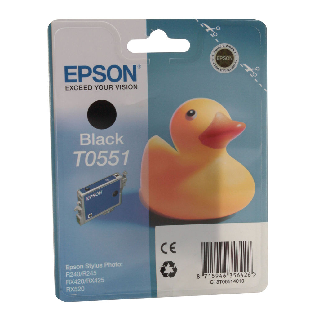 Картридж струйный Epson T0551 C13T05514010 черный (8мл) для Epson R240/RX420/RX520
Картридж струйный Epson T0551 C13T05514010 черный (8мл) для Epson R240/RX420/RX520