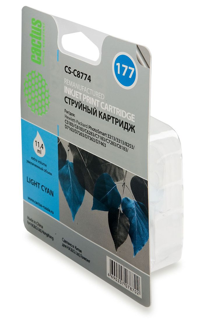Картридж струйный Cactus CS-C8774 №177 светло-голубой для HP PS 3213/3313/8253/C5183/C6183/C6283/C7183/C7283/C8183/D7163/D7263/D7363/D7463
Картридж струйный Cactus CS-C8774 №177 светло-голубой для HP PS 3213/3313/8253/C5183/C6183/C6283/C7183/C7283/C8183/D7163/D7263/D7363/D7463