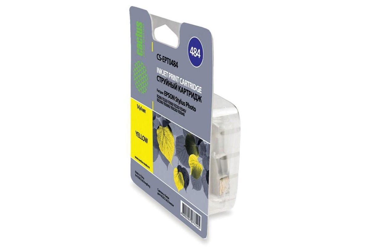 Картридж струйный Cactus CS-EPT0484 желтый для Epson Stylus Photo R200/R220/R300/R320/R340/RX500/RX6
Картридж струйный Cactus CS-EPT0484 желтый для Epson Stylus Photo R200/R220/R300/R320/R340/RX500/RX6