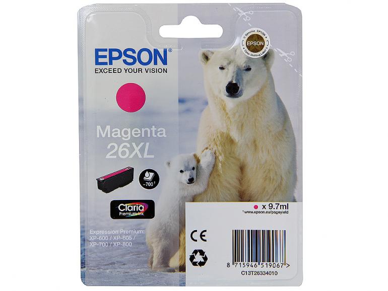 Картридж EPSON 26XL пурпурный повышенной емкости для XP-600/XP-700/XP-800
Картридж EPSON 26XL пурпурный повышенной емкости для XP-600/XP-700/XP-800