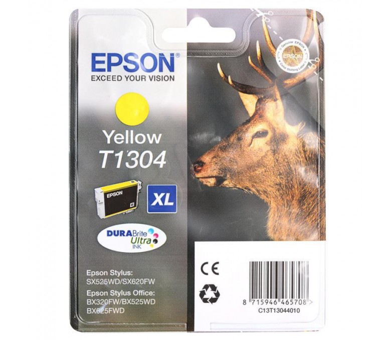 Картридж EPSON T1304 желтый экстраповышенной емкости для SX525/SX620/BX320/BX625
Картридж EPSON T1304 желтый экстраповышенной емкости для SX525/SX620/BX320/BX625