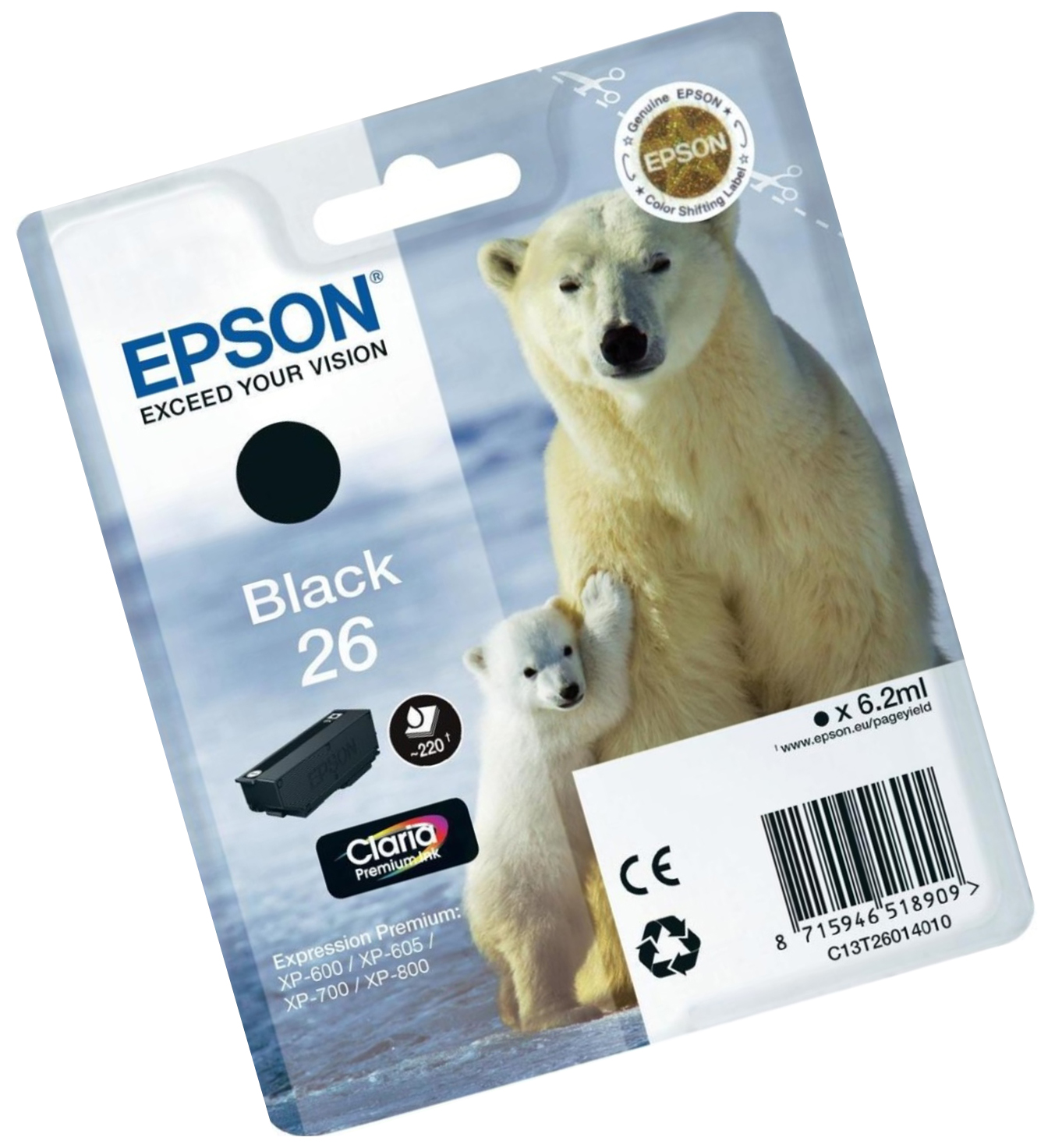 Картридж EPSON 26 черный для XP-600/XP-700/XP-800
Картридж EPSON 26 черный для XP-600/XP-700/XP-800