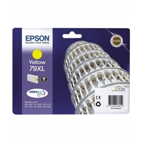 Картридж EPSON T7904 желтый повышенной емкости для WF-5110DW/WF-5620DWF
Картридж EPSON T7904 желтый повышенной емкости для WF-5110DW/WF-5620DWF