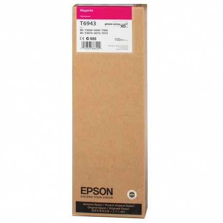 Картридж EPSON T6943 пурпурный экстраповышенной емкости для SC-T3000/SC-T5000/SC-T7000
Картридж EPSON T6943 пурпурный экстраповышенной емкости для SC-T3000/SC-T5000/SC-T7000