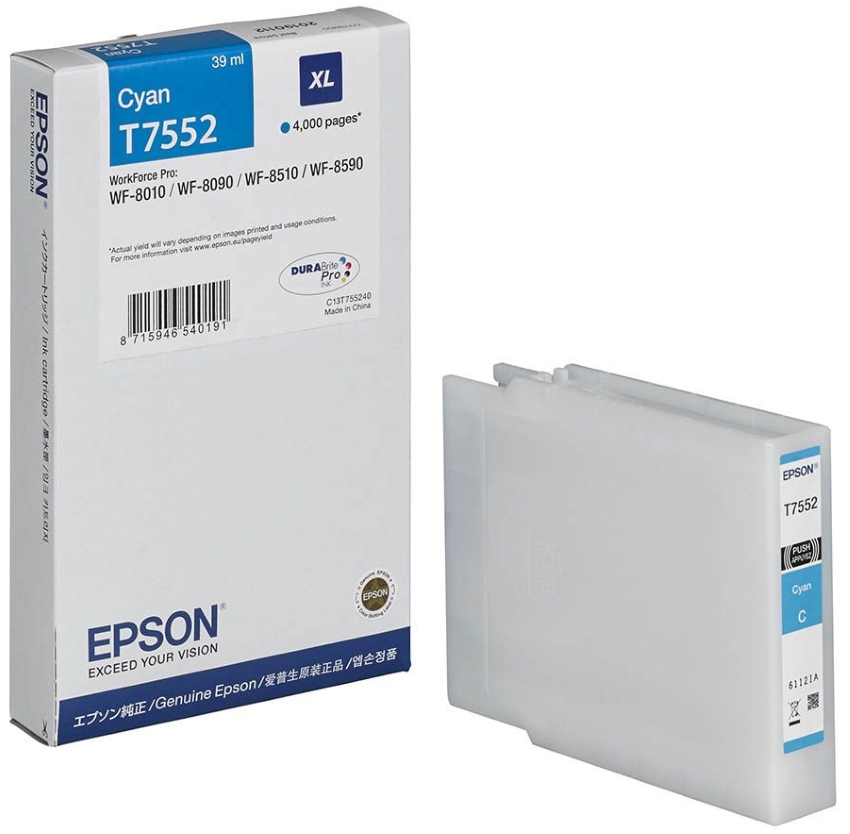 Картридж струйный Epson T7552 (C13T755240), Голубой
Картридж струйный Epson T7552 (C13T755240), Голубой