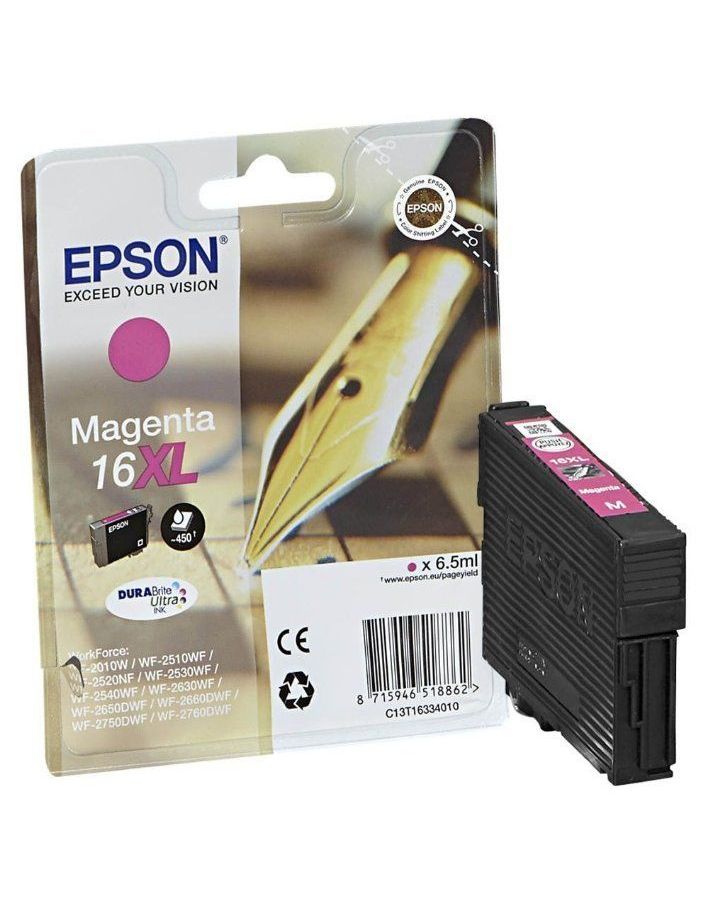 Картридж струйный Epson 16XL (C13T16334010) пурпурный
Картридж струйный Epson 16XL (C13T16334010) пурпурный