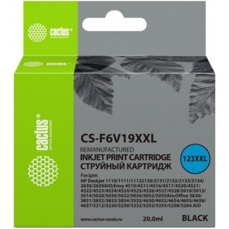 Картридж струйный Cactus CS-F6V19XXL черный (1000стр.) (20мл) для HP DeskJet 1110/1111/1112/2130
Картридж струйный Cactus CS-F6V19XXL черный (1000стр.) (20мл) для HP DeskJet 1110/1111/1112/2130