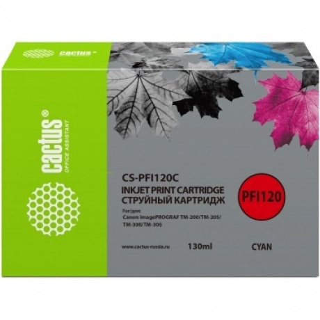 Картридж струйный Cactus CS-PFI120C голубой (130мл) для Canon imagePROGRAF TM-200/TM-205/TM-300/TM-305
Картридж струйный Cactus CS-PFI120C голубой (130мл) для Canon imagePROGRAF TM-200/TM-205/TM-300/TM-305