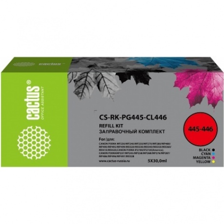 Заправочный набор Cactus CS-RK-PG445-CL446 голубой/пурпурный/желтый/черный набор 5x30мл для Canon Pixma MG2440/MG2540/, Голубой;черный;желтый;пурпурный
Заправочный набор Cactus CS-RK-PG445-CL446 голубой/пурпурный/желтый/черный набор 5x30мл для Canon Pixma MG2440/MG2540/, Голубой;черный;желтый;пурпурный